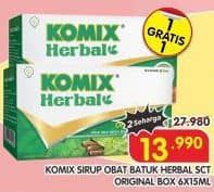 Promo Harga Komix Herbal Obat Batuk Original per 6 sachet 15 ml - Superindo