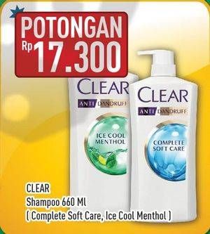 Promo Harga CLEAR Shampoo Complete Soft Care, Ice Cool Mint 660 ml - Hypermart