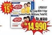 Promo Harga LIFEBUOY Bar Soap Lemon Fresh, Mild Care, Total 10 per 4 pcs 110 gr - Hypermart
