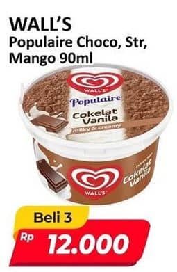 Promo Harga Walls Populaire Chocolate Vanilla, Strawberry Vanilla, Fruity Mango 90 ml - Alfamart