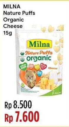 Promo Harga Milna Nature Puffs Organic Cheese 15 gr - Indomaret