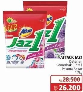 Promo Harga ATTACK Jaz1 Detergent Powder Pesona Segar, Semerbak Cinta 1700 gr - Lotte Grosir