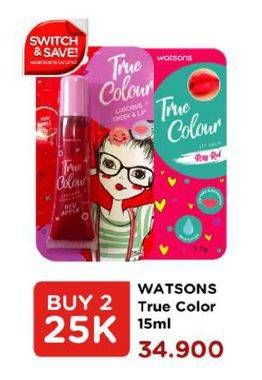 Promo Harga WATSONS True Color Cheek & Lip per 2 pcs 15 ml - Watsons