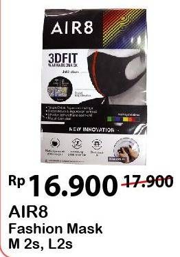 Promo Harga AIR8 Fashion Mask M, L 2 pcs - Alfamart