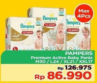 Promo Harga Pampers Premium Care Active Baby Pants M30, L24, XL21, XXL17  - TIP TOP