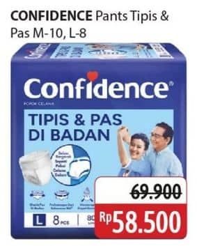 Promo Harga Confidence Adult Pants Tipis & Pas Di Badan M10, L8 8 pcs - Alfamidi