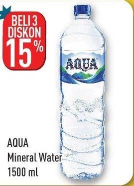 Promo Harga AQUA Air Mineral per 3 botol 1500 ml - Hypermart