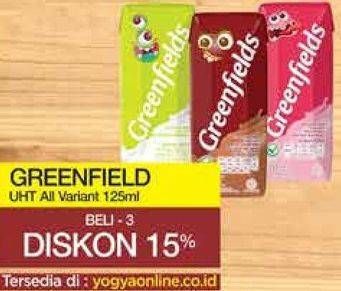 Promo Harga GREENFIELDS UHT All Variants 125 ml - Yogya