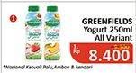 Promo Harga GREENFIELDS Yogurt All Variants 250 ml - Alfamidi