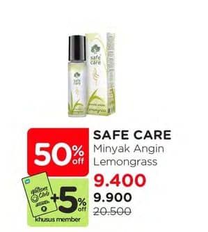 Promo Harga Safe Care Minyak Kayu Putih Lemongrass 10 ml - Watsons
