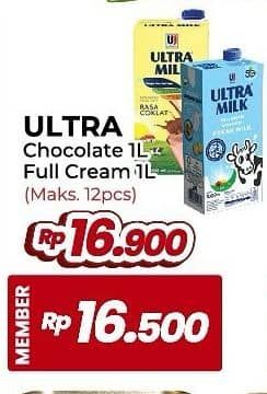 Promo Harga Ultra Milk Susu UHT Coklat, Full Cream 1000 ml - Yogya