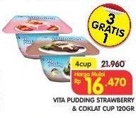 Promo Harga VITA PUDDING Pudding Strawberry, Coklat per 3 pcs 120 gr - Superindo
