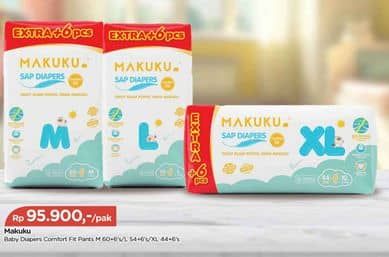 Promo Harga Makuku Comfort Fit Diapers Pants XL44+6, M60+6, L54+6 50 pcs - TIP TOP