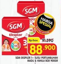 Promo Harga SGM Eksplor 1+ Susu Pertumbuhan Madu, Vanila 900 gr - Superindo
