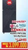 Promo Harga SHARP/ LG/ BEKO/ SANKEN Kulkas 2 Pintu  - Hypermart