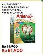 Promo Harga Anlene Gold Plus 5x Hi-Calcium Coklat, Original, Vanila 650 gr - Indomaret