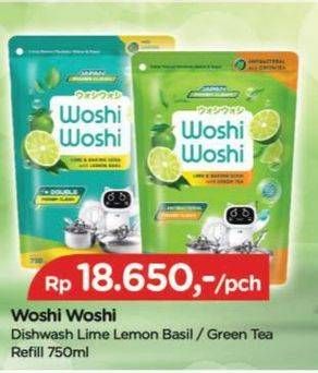 Promo Harga Woshi Woshi Dishwash  Green Tea, Lime Lemon Basil 750 ml - TIP TOP