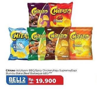 Promo Harga CHITATO Snack Potato Chips Asli, Ayam Barbeque, Keju Supreme, Sapi Bumbu Bakar, Beef Barbeque per 2 pcs 68 gr - Carrefour