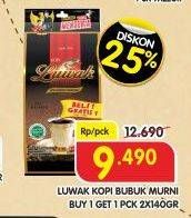 Promo Harga Luwak Kopi Murni Premium per 2 bag 140 gr - Superindo