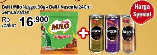 Promo Harga Milo Nugget 30g + Nescafe 240ml  - Carrefour