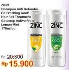 Promo Harga ZINC Shampoo Anti Dandruff, Refreshing Cool, Hair Fall, Active Fresh 170 ml - Indomaret