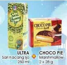 Promo Harga Ultra Sari Kacang Ijo + Choco Pie  - LotteMart