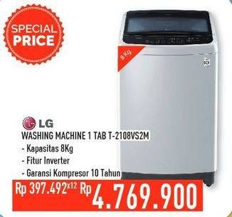 Promo Harga LG T2108VSAM | Mesin Cuci Top Loading 8kg  - Hypermart