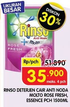 Promo Harga Rinso Liquid Detergent + Molto Pink Rose Fresh, + Molto Aroma Essence, + Molto Purple Perfume Essence 1500 ml - Superindo