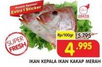 Promo Harga Kepala Ikan Kakap Merah per 100 gr - Superindo