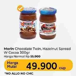 Promo Harga Morin Jam Chocolate Peanut Twin, Hazelnut Spread With Cocoa 300 gr - Carrefour
