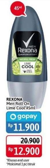 Promo Harga REXONA Deo Roll On Motionsense Lime Cool 45 ml - Alfamidi