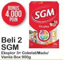 Promo Harga SGM Eksplor 3+ Susu Pertumbuhan Coklat, Madu, Vanila per 2 box 900 gr - Alfamart