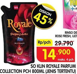 Promo Harga SO KLIN Royale Parfum Collection 800 ml - Superindo