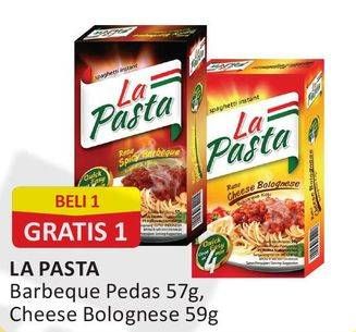 Promo Harga LA PASTA Spaghetti Instant Spicy Barbeque, Cheese Bolognese 57 gr - Alfamart