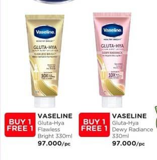 Promo Harga Vaseline Healthy Bright Gluta-Hya Lotion Flawless Bright, Dewy Radiance 330 ml - Watsons