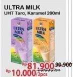 Promo Harga Ultra Milk Susu UHT Karamel, Taro 200 ml - Alfamart