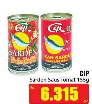 Promo Harga CIP Sarden Saos Tomat 155 gr - Hari Hari