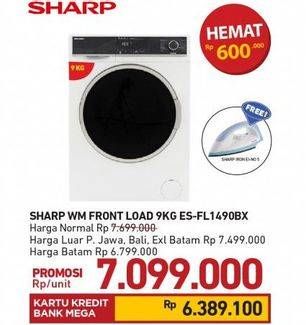 Promo Harga SHARP ES-FL1490BX/WH | Washing Machine Front Load 9 kg  - Carrefour