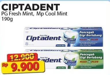 Promo Harga Ciptadent Pasta Gigi Maxi 12 Plus Cool Mint, Fresh Mint 190 gr - Alfamart