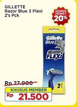 Promo Harga Gillette Blue 3 Flexi 2 pcs - Indomaret