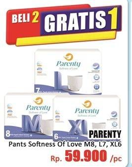 Promo Harga Parenty Softness Of Love Adult Diapers Pants L7, M8, XL6 6 pcs - Hari Hari