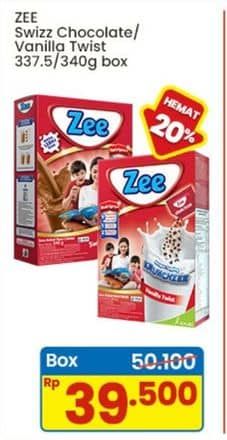Promo Harga ZEE Susu Bubuk Swizz Chocolate, Vanilla Twist 350 gr - Indomaret