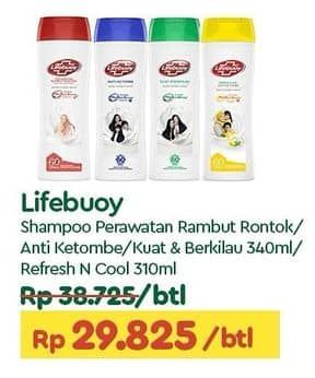 Promo Harga Lifebuoy Shampoo Anti Hair Fall, Anti Dandruff, Strong Shiny, Refresh Cool 340 ml - TIP TOP