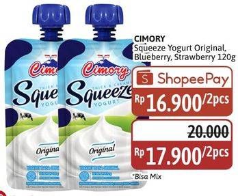 Promo Harga Cimory Squeeze Yogurt Original, Blueberry, Strawberry 120 gr - Alfamidi