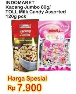 Promo Harga INDOMARET Kacang Jumbo 80gr/TOLL Candy Milk Assorted 120gr  - Indomaret
