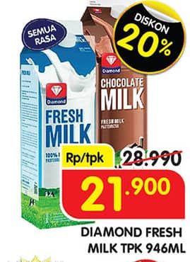 Promo Harga Diamond Fresh Milk All Variants 946 ml - Superindo