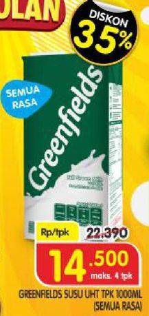 Promo Harga GREENFIELDS UHT Full Cream 1000 ml - Superindo