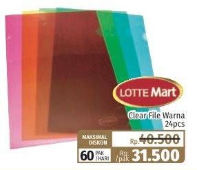 Promo Harga Lottemart Clear File Warna 24 pcs - Lotte Grosir