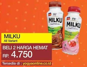 Promo Harga MILKU Susu UHT Cokelat Premium, Stroberi 200 ml - Yogya