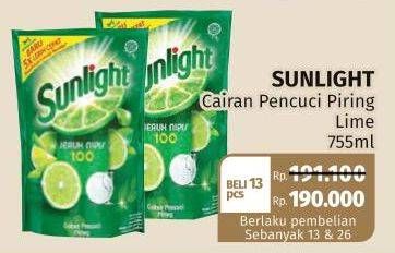 Promo Harga SUNLIGHT Pencuci Piring Jeruk Nipis 100 755 ml - Lotte Grosir